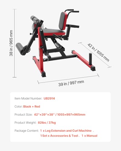 VEVOR Leg Extension and Curl Machine, Seated Leg Rotary Extension for Thigh, Adjustable Lower Body Specialty Exercises Equipment, Heavy Duty Workout Bench for Home Gym, 550 LBS Capacity - Image 7