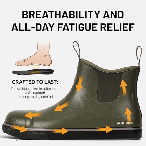 Image of Furuian Men's Steel Toe Rain Boots Rubber Work Boots Waterproof Safety Shoes Ankle /Short Mud Boots Non Slip Chelsea Rain Shoes for Outdoor, Agriculture and Industrial Working