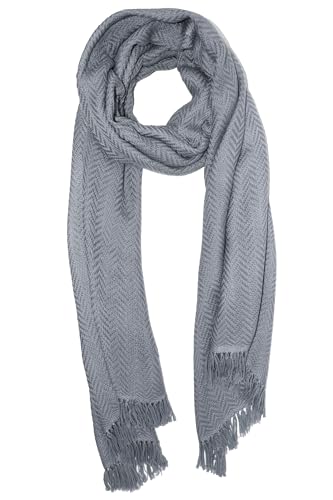 Écharpe en laine mérinos du Kashmir contre le froid, pashmina long et doux gris pour l'hiver