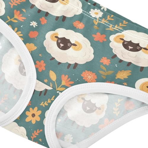 Wusikd Cute Sheep Girls' Underwear Cotton Flowers Leaves Girls Briefs Soft Toddler Underwear 2T4