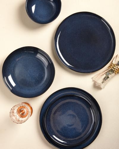 Image of Extra Large Dinnerware Set for 12, 36 Pieces Ceramic Plates and Bowls Set, Kitchen Dish Set, Microwave & Dishwasher Safe Dishware, Ocean-Inspired Stoneware for Big Gatherings, Starry Blue