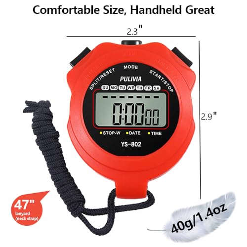 image for PULIVIA Sports Stopwatch Timer Single Lap Split Digital Stop Watch for