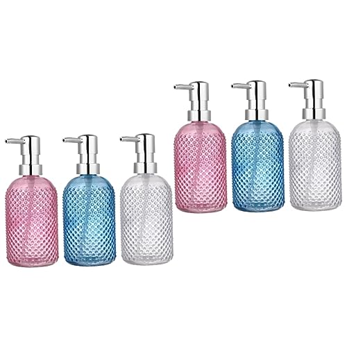 FRCOLOR 6 Pcs Light Luxury Lotion Pressure Pump Glass Shampoo Bottle Empty Pump Bottled Push Type Clear Glass Soap Dispenser Liquid Hand soap Empty Lotion Bottle Lotion Bottle Dish soap