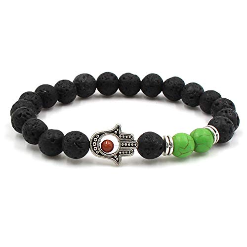 Pierre de lave noire bracelet élastique chakra accessoires bijoux en pierre naturelle
