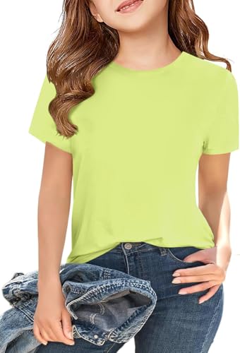 Image of Girls Summer Short Sleeve T Shirts Kids Basic Tees Crewneck Tops 5-14 Years