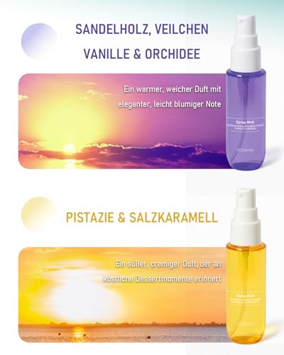 MEITREND Bodyspray Set Für Damen - 4× Lang Anhaltender Duft Frauen Body Spray Elegante & Frische Düfte Feine Zerstäubung Haar- und Body Mist Für Alltag Reisen & Besondere Anlässe