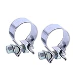 BATONECO 1.75" Exhaust Clamp, Butt Joint Narrow Band Muffler Seal Clamp Stainless Steel(2 PCS, 1.75