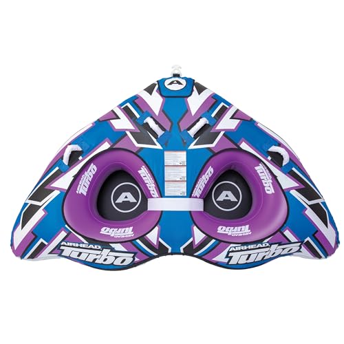 Airhead Turbo Blast Towable Tube for Boating, 1 Rider Inflatable Boat Tube for Water Tubing, Low Profile Design for Speed, Cushioned Handles for Stability, Kwik-Connect, Speed Safety Valve by AIRHEAD - Used condition - US$46.95