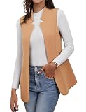 IDEALSANXUN Long Vest for Women Sleeveless Blazer 2025 Fall Winter Wool Jacket Trench Coat Outerwear Open Front Cardigan Tops, Camel, M