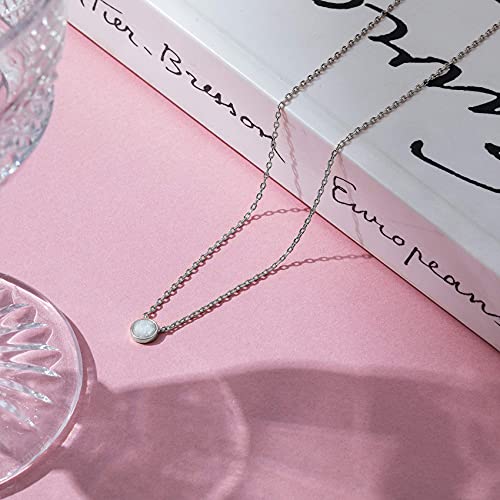 Pavoi TC12-WW 14K White Gold Plated Round Created White Opal Necklace thumb #3