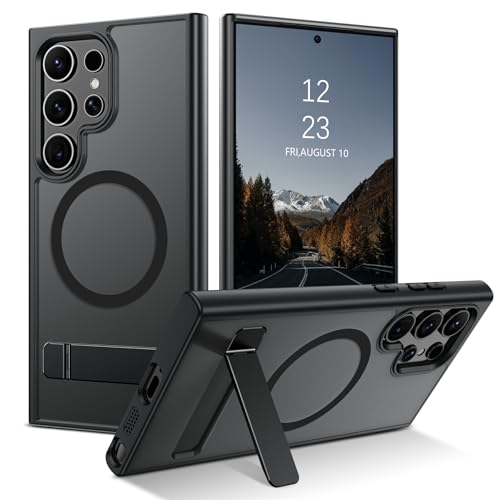 GUAGUA Handyhülle für Samsung Galaxy S24 Ultra Hülle mit Ständer [Kompatibel mit MagSafe] Matt Magnetisch mit 3 Standmod...