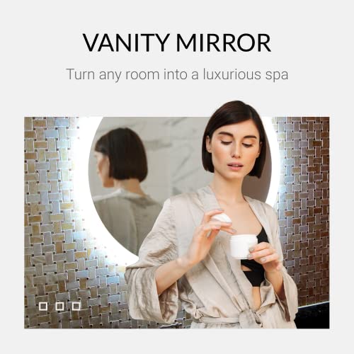 Mirrors & Marble Circular Led Vanity Mirror - Side Lit Rounded Mirror For Bedroom, Bathroom Or Shower - Anti Fog & Wall-Mounted - Modern Home Decor - 32" Wide X 32" Tall #TOP3