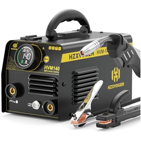 HZXVOGEN MIG Welder 140A, Welding Machine 110V/220V Flux Core Welder, Lift TIG, Stick 3 in 1 IGBT Inverter Portable Welder Machine Digital Screen Display Cover