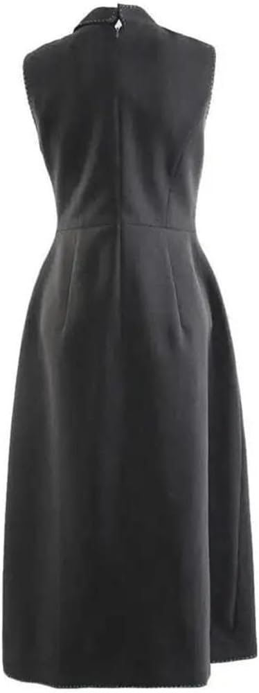 Women Sleeveless Blazer Dress Mid-Length A-Line Waist Defining Professional Temperament Fashion