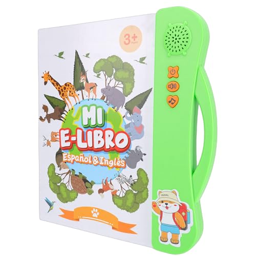 Qinlorgo Spanish English Talking Learning Book, Interactive Bilingual Touch Book, Kids Learning with Point & Read Function, Ideal for Language Skills & Cognitive Development