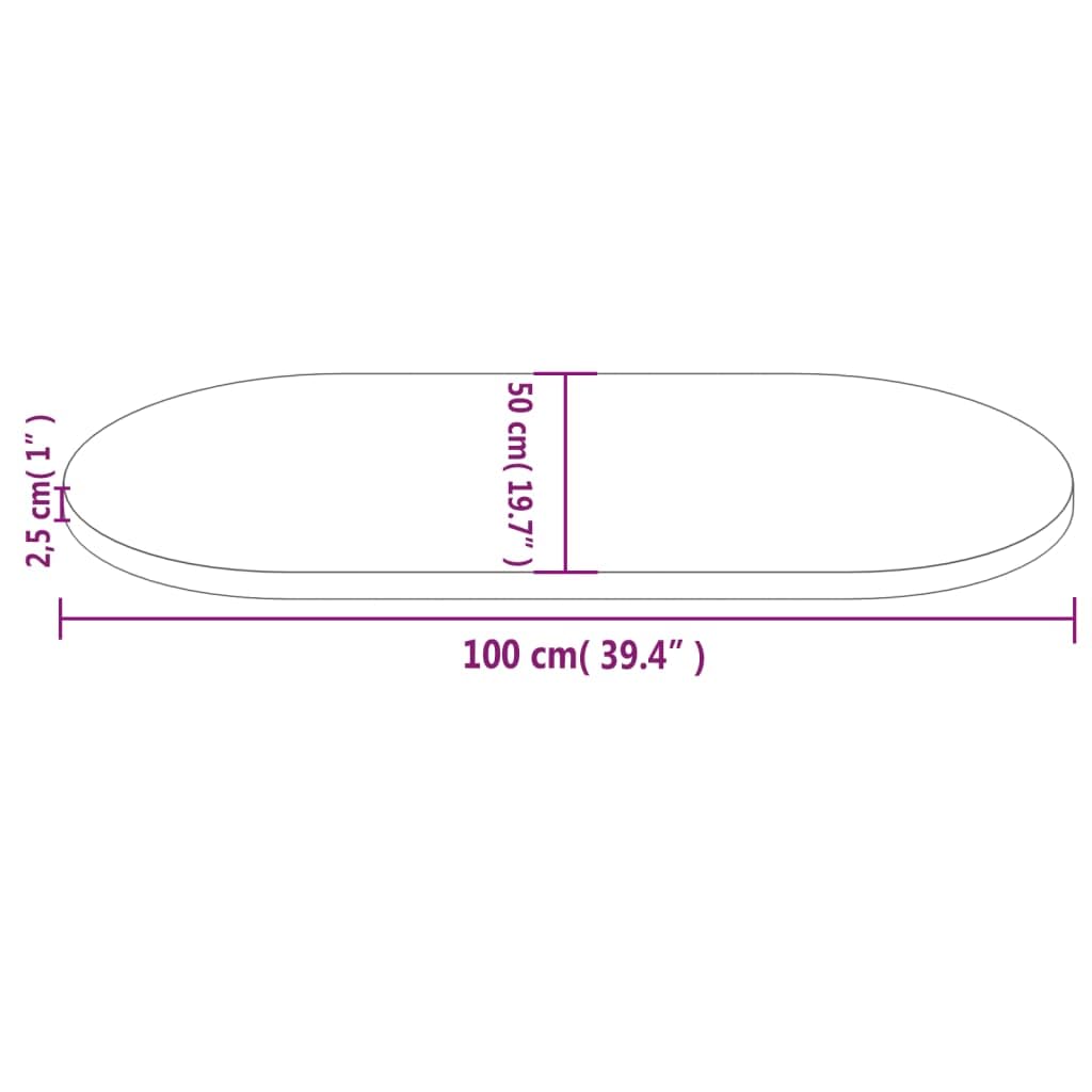 vidaXL Plateau de Table 100x50x2,5 cm Bois Massif Pin Ovale