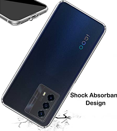 Image of Soft Flexible Silicone Back Cover Compatible with IQOO Z5 5G, Transparent Case + Screen Guard