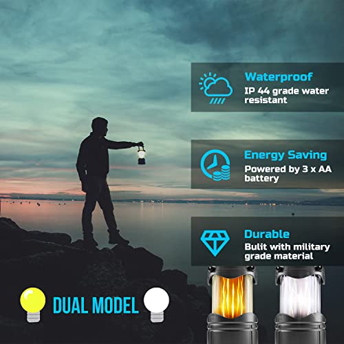 Lichamp-4-Pack-LED-Camping-Lanterns-Flame-Lights-Collapsible-Flameless-Candles-Tea-Lights-Portable-Battery-Powered-Camping-Lights-Emergency-Supplies-Kit-Dual-Light-Mode-Dark-Gray