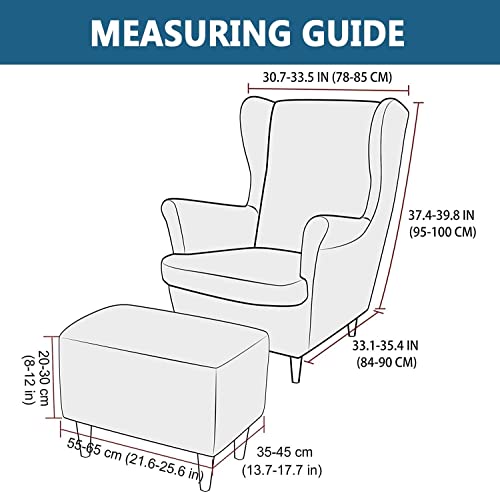 Funda para sillón orejero de terciopelo elástico con cubre reposapiés juego de 2 piezas color 14 2