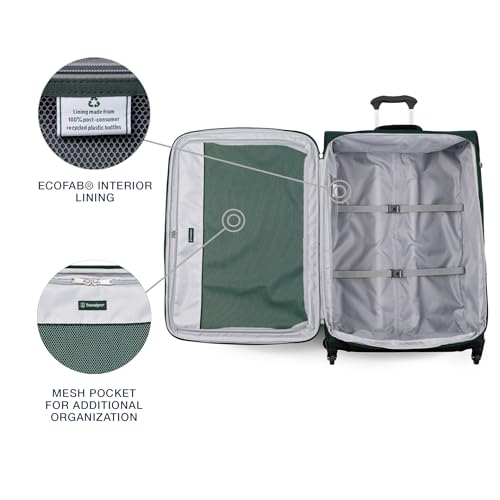 Image of Travelpro Maxlite 5 Softside Expandable Luggage with 4 Spinner Wheels, Lightweight Suitcase, Men and Women, Forest Green, Checked-Large 29-Inch