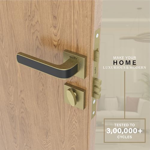 Image of GLOXY Zinc Mortise Door Locks for Main Door Lock with 3 Bras Key Handles Set,Door Locks for Bedroom,Mortise Lock for All Door|Antique & Black Finish (2 Years Warranty, Pack of 1)