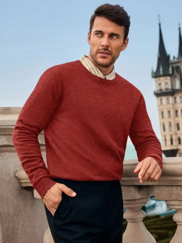 Image of Runcati Mens Crewneck Sweaters Casual Knit Lightweight Dress Sweater Long Sleeve Slim Fit Fall Winter Pullover