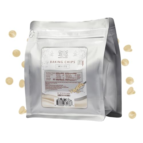 ChocZero White Chocolate Chips, No Added Sugar, Keto & Low Carb, Gluten Free, No Sugar Alcohols, 20 oz Bag for Baking & Desserts