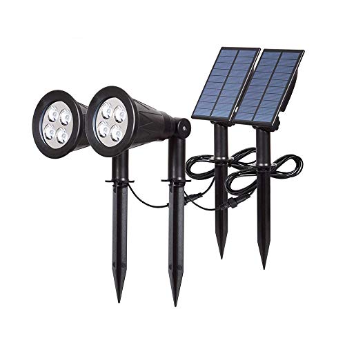 T-Sun Outdoor 4 LED Solar Lights, Waterproof Landscape Spotlight, Dark Sensing Auto On/Off, 180° Adjustable Security Night Lamp for Tree Patio Yard Garden Driveway Corridor Lawn (2 Pack)