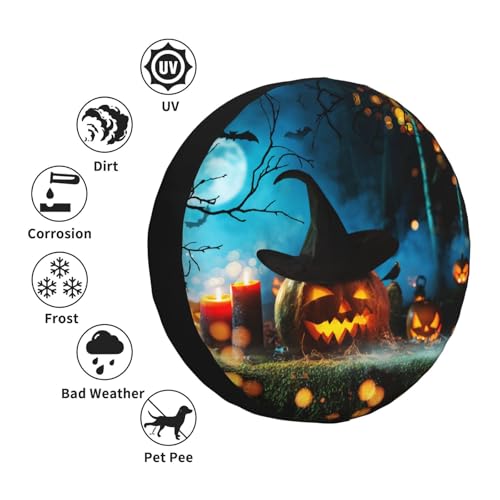 Image of Halloween Spare Tire Cover Halloween Pumpkins Tire Cover Universal Wheel Protectors Wheel Covers for Rv Camper Travel Trailer SUV Truck 16 Inch