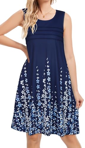 Image of CHICGAL Womens Summer Dresses Casual Loose Pleated Front Tshirt Sleeveless Tank Sundresses with Pockets 2026