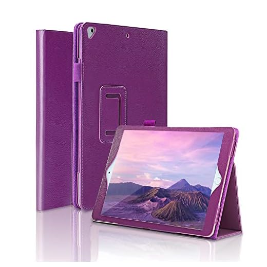 iPad Air 2 fodral 9,7 FANSONG iPad-fodral 2018/2017 tvåfaldig serie Litchi Stria smal tunn magnetisk PU-läder smart fodral [flip-ställ, sömnfunktion] universal för Apple iPad Air 1/Pro (9,7 tum)