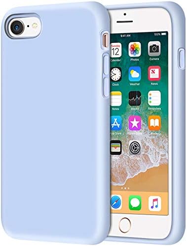 iPhone SE Case 2022/2020, iPhone 8 Case, iPhone 7 Case, Anuck Non-Slip Liquid Silicone Gel Rubber Bumper Phone Case Soft Microfiber Lining Hard Shockproof Protective Cases Cover 4.7", Light Blue