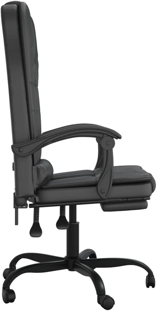 vidaXL Modern Adjustable Massage Reclining Office Chair | Elegant Black Faux Leather | Metal and Plywood Frame | Comfortable Foam Filling, 349774
