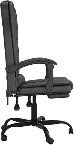 Miniatura 5 de vidaXL Silla de oficina reclinable de masaje ajustable moderna Elegante piel sintética negra Marco de metal y madera contrachapada Cómodo relleno