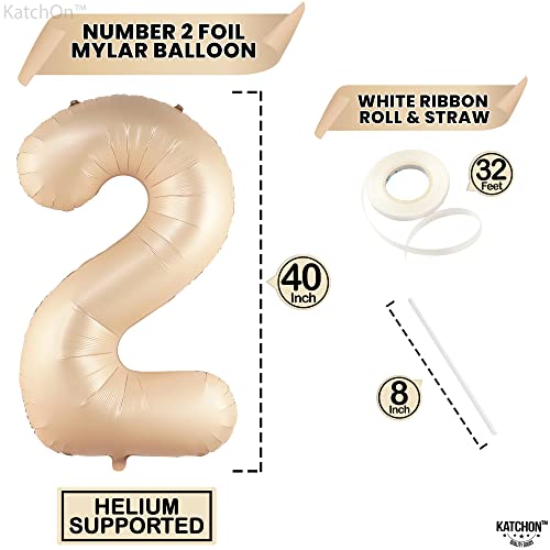 Image of KatchOn Caramel Number 2 Balloon 40 Inch 2nd Birthday Decorations for Boys