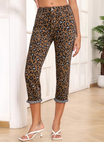 Image of Sidefeel Women's High Waisted Straight Leg Jeans Capri Denim Pants
