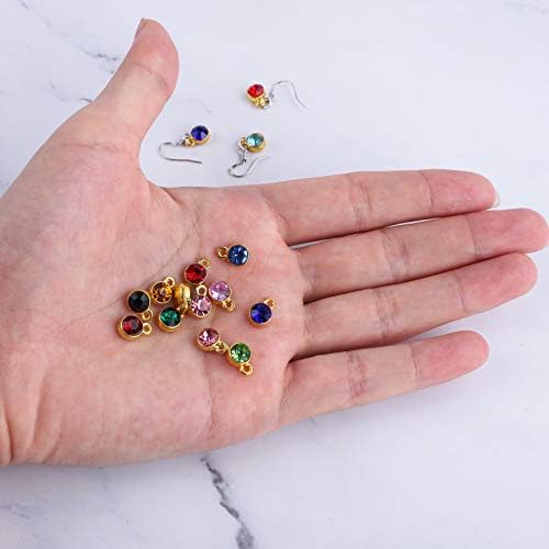 Gukasxi 96 Pieces Crystal Birthstone Charms Necklace Earring Bracelet Beads Pendants with Rings for DIY Jewelry Making and Crafting, 12 Colors 