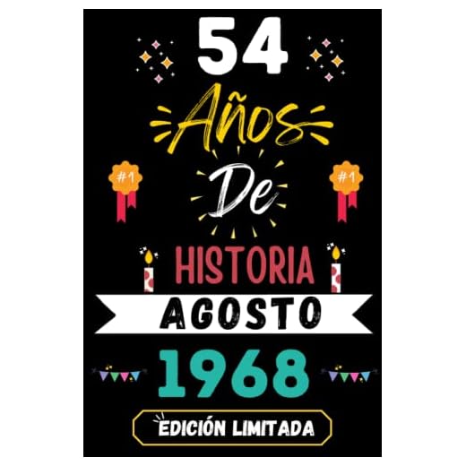 CUADERNO, 54 AÑOS DE HISTORIA AGOSTO 1968 EDICIÓN LIMITADA: Regalo de 54 cumpleaños para mujeres y hombres, ideas de 54 cumpleaños... un cumpleaños... ... regalo de 54 cumpleaños para él/ella.