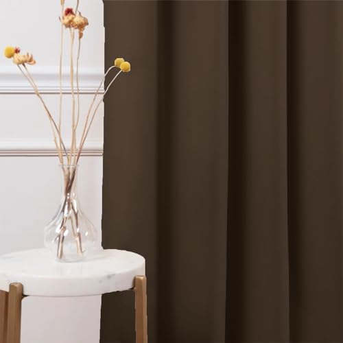 Image of HOMEMONDE Long Door Curtains 9 Feet Pack of 2 - Thermal Insulation 99% Blackout Curtain, Rod Pocket Style & Black Backing Drapes - (108 Inch, Dark Brown)