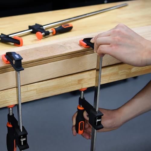 TACTIX 24" Steel Bar Clamps Set, 2-pack Quick-Release F Clamp with 2.4" Throat, 660 lbs Steel F Clamp for Woodworking, Metalworking, DIY by Tactix - Used condition - Image 7