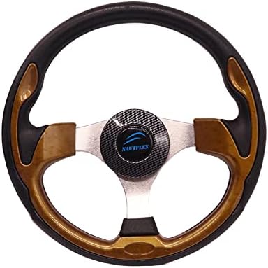 Replacement Boat Steering Wheel 12-1/2 Inch Pontoon Boat Accessories Marine Aluminum 3 Spoke for Yacht Speedboat Cruiser