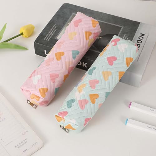 Image of Small Pencil Pouch Cute Makeup Heart Pen Bag Women Office Stationery Comestic Bag