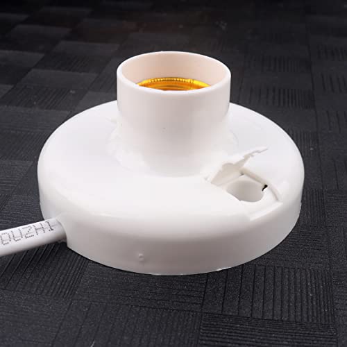 1pcs White Hanging Light Cord E27 Light Bulb Socket to 2-Prong with On/Off Switch (About 80mm Base & 26ft Wire)