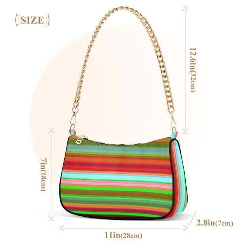 Horizontal Stripes Vibrant Green Hobo Totes Purse Bags Women Tote Handbags Retro Lady One Shoulder Bag Zipper Closure3