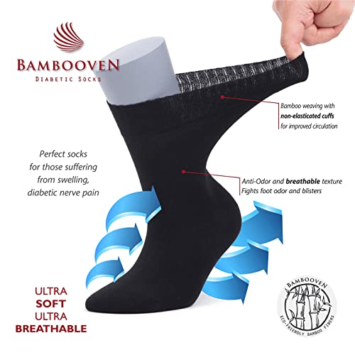 BAMBOOVEN Meias femininas para diabéticos – Rayon feitas de bambu, super macias, meias de panturrilh
