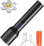 🔦 【Portátil y Compacto】 Linterna recargable USB, 1 batería X 26650, cable micro USB. Esta linterna de tamaño mediano tiene una gran potencia pero es lo suficientemente compacta. Fácil de transportar como herramienta de respaldo y lo suficientemente pequeña como para guardarla en su bolsillo, bolso, cajón o compartimiento del automóvil.