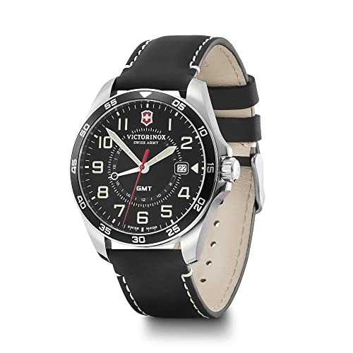 Victorinox Unissex-Adulto Relógio Victorinox Fieldforce Gmt Com Mostrador E Pulseira De Couro Preto