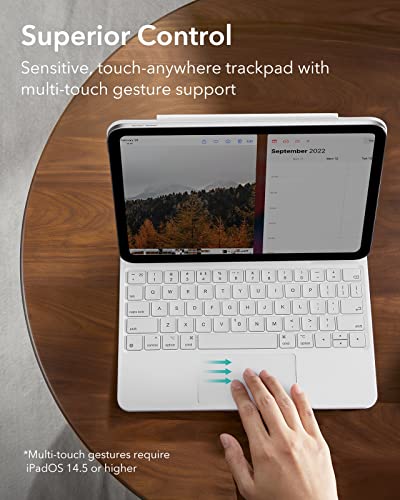 Esr Rebound Magnetic Keyboard Case, Ipad Keyboard Case Compatible With Ipad 10Th Generation (2022), Easy-Set Floating Cantilever Stand, Springy Backlit Keys, Multi-Touch Trackpad, White #TOP5