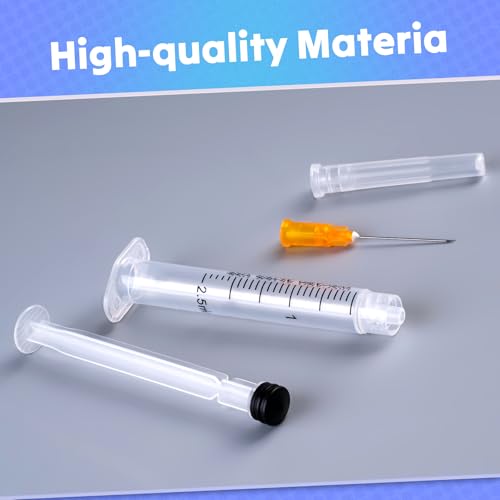 Image of 2.5ml Syringes with 25 Gauge 1 Inch Needles Luer Lock, Disposable Individually Packed 50 Pack