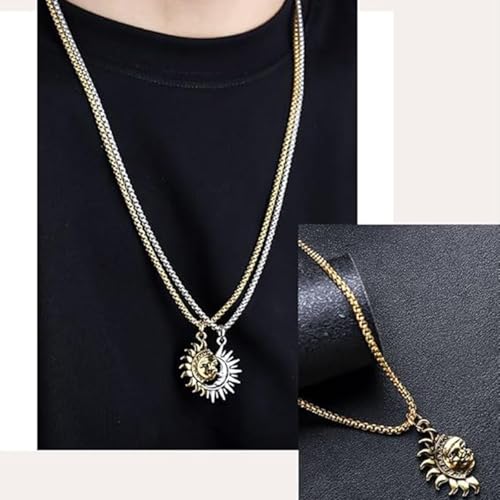 Sun Moon Matching Necklace for Women Gold Silver Moons and Suns Pendant BFF Necklaces Couples Matching Celestial Statement Asymmetric Valentine Costume Jewelry3